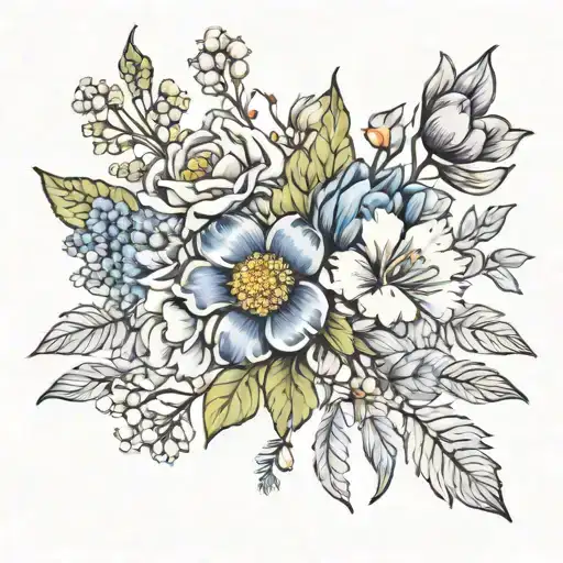 birth flower bouquet - June, July, August, September, November  tattoo design idea