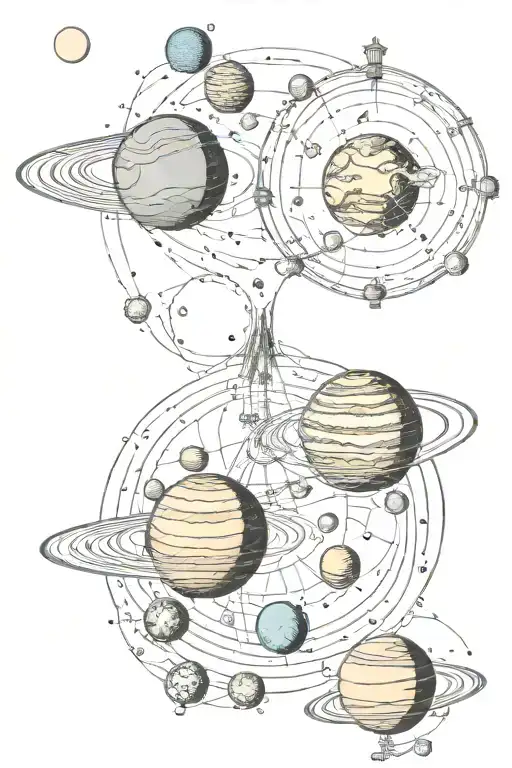 higher consciousness, emotology, planets orbiting tattoo design idea