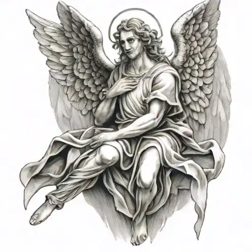 biblical angel tattoo design idea