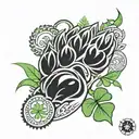 tribal bear paw with clover and pea pod tattoo design idea