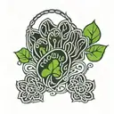 tribal bear paw with clover and pea pod tattoo design idea