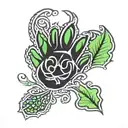 tribal bear paw with clover and pea pod tattoo design idea
