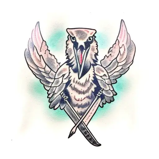 Raven eating snake  tattoo design idea