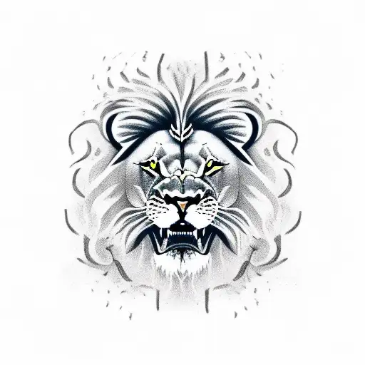 Lion eating snake  tattoo design idea