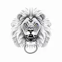 Lion eating snake  tattoo design idea