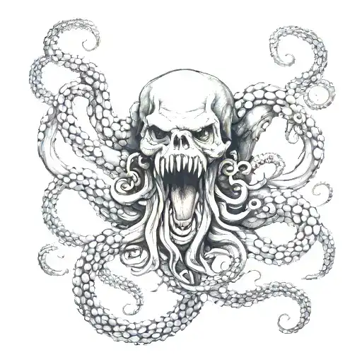 realistic severed medusa head being held by an octopus tentacle  tattoo design idea