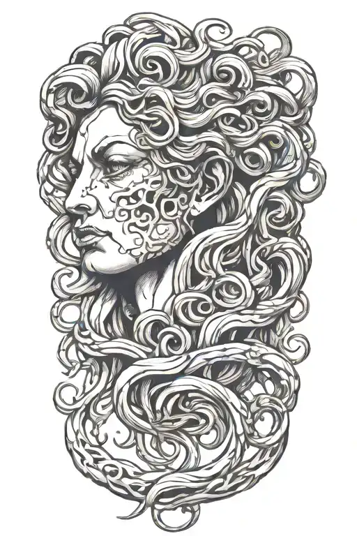 severed Medusa head tattoo design idea