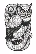 owl clutching a snake intertwined tattoo design idea