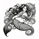 fat mermaid tattoo design idea