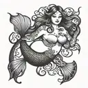 fat mermaid tattoo design idea