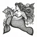 fat mermaid tattoo design idea