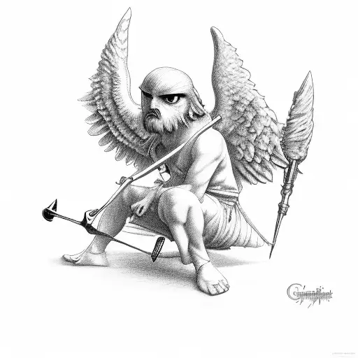 gangster Pablo Cupid angel  tattoo design idea