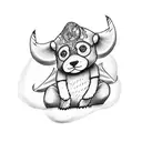 teddy with libra sign tattoo design idea