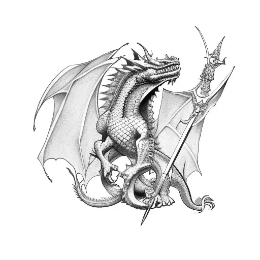 saint george kill dragon modern tattoo design idea