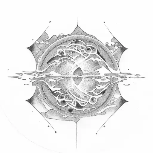 circle is in the middle and the water is rippling to the left tattoo design idea