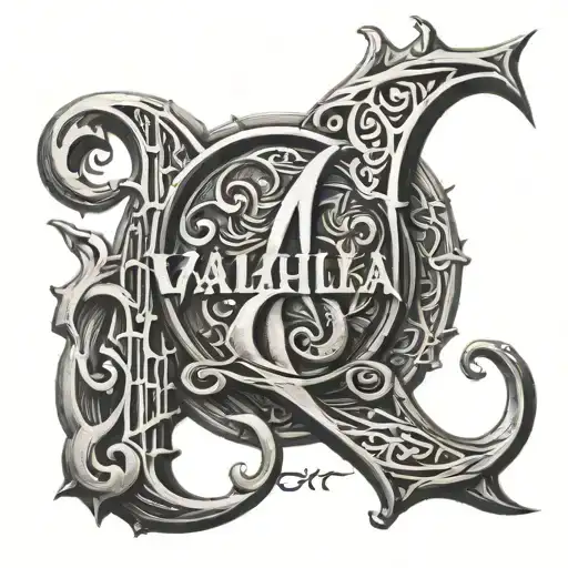 valhalla text 'IGY6' us tattoo design idea