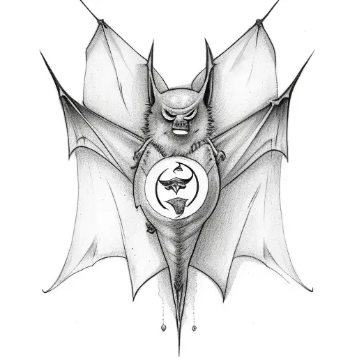 bat with spreaded wings tramp stamp on lower back tattoo design idea
