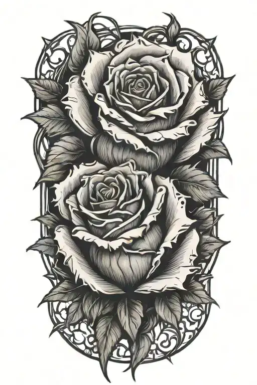 black gothic thorny rose tattoo design idea
