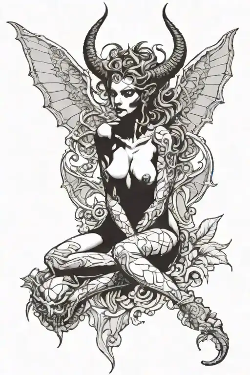 nude succubus tattoo design idea