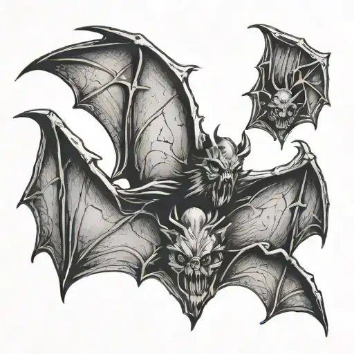 three small gothic bats tattoo design idea