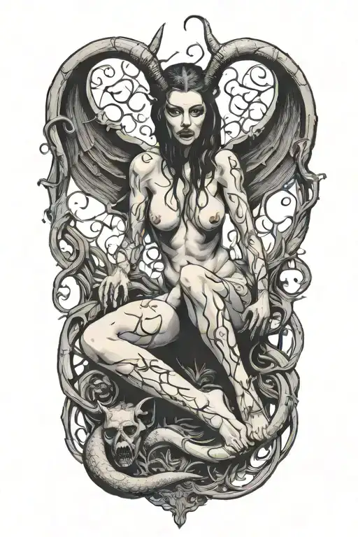 nude succubus tattoo design idea