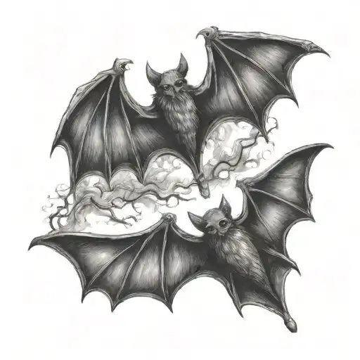 three small gothic bats tattoo design idea