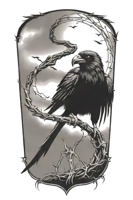 scary crow holding a scythe tattoo design idea