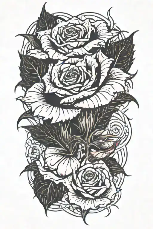 black dead thorny rose tattoo design idea