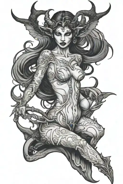 sexy nude succubus tattoo design idea