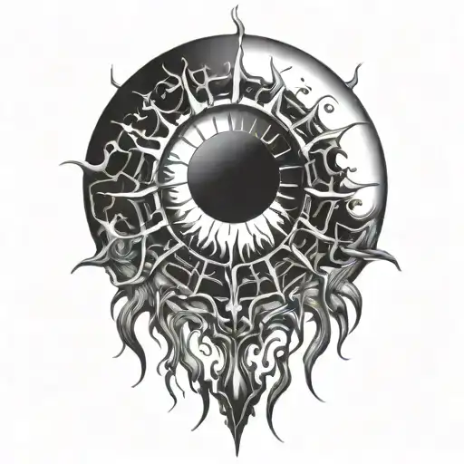 gothic black sun tattoo design idea