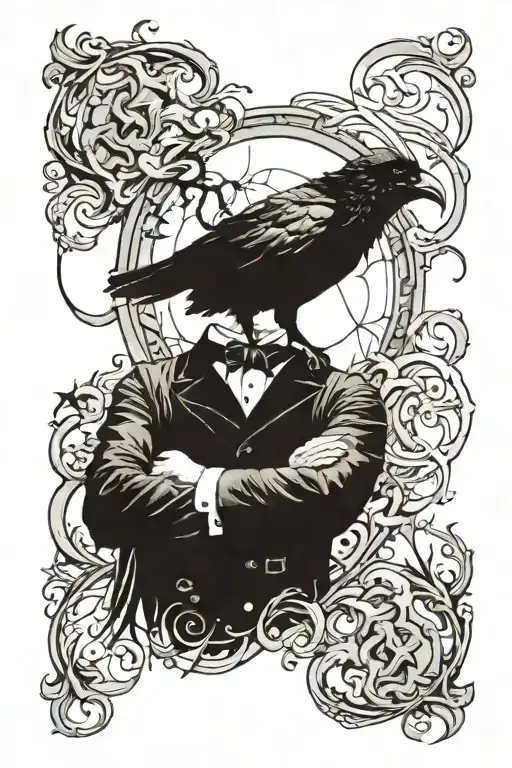 edgar Allen Poe with a raven bursting through his chest tattoo design idea
