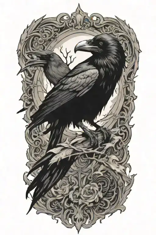 raven no background tattoo design idea