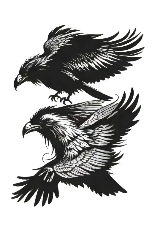 angry raven swooping down tattoo design idea
