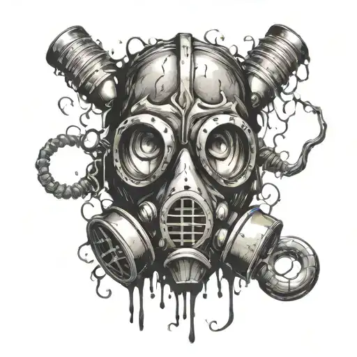 creepy gas mask tattoo design idea