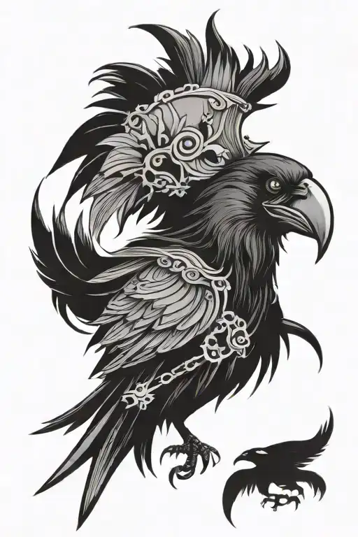 evil gothic crow  tattoo design idea