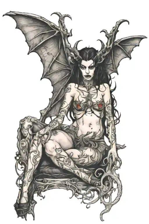 nude succubus tattoo design idea