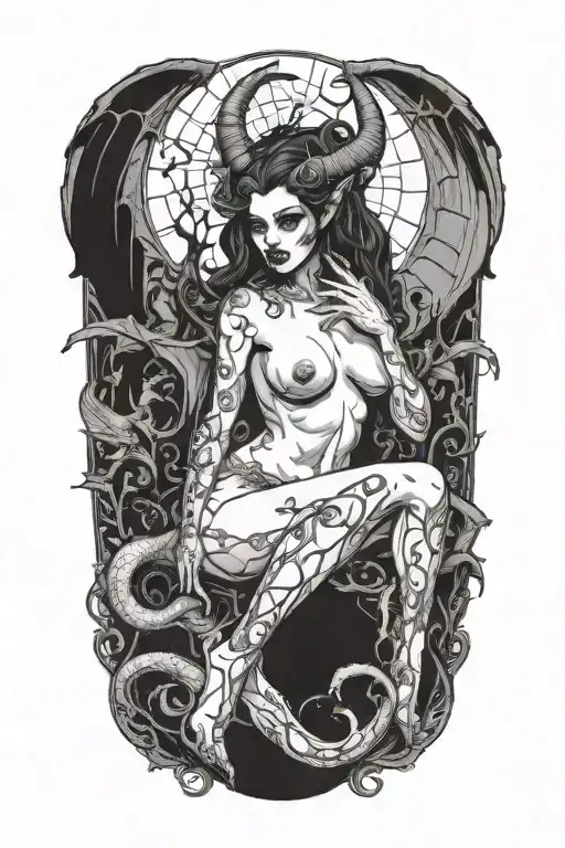 gothic nude succubus tattoo design idea