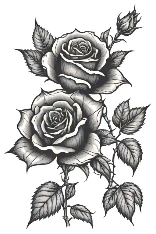 black metal rose tattoo design idea