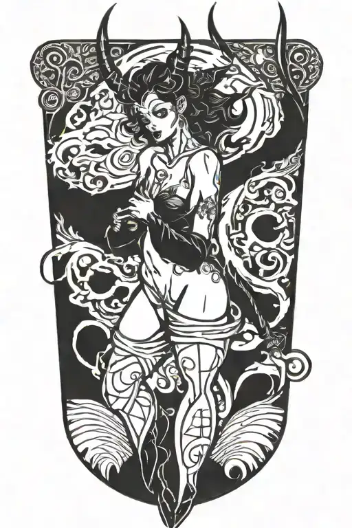 scary sexy nude gothic succubus tattoo design idea