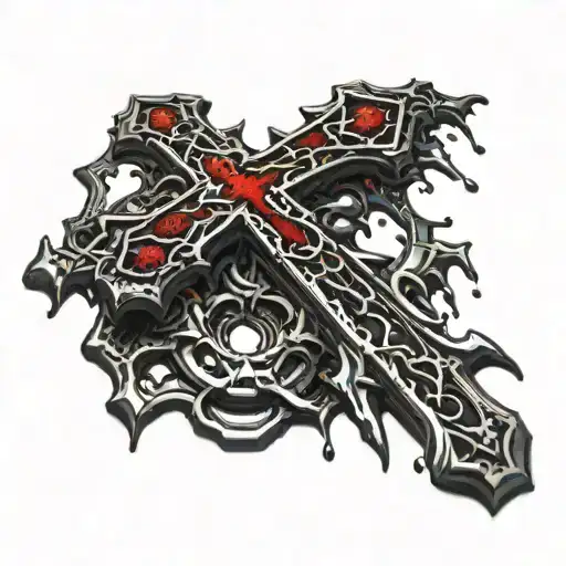 dark gothic cross dripping with blood tattoo design idea