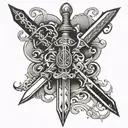 two crossed gothic daggers  tattoo design idea