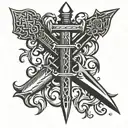 two crossed gothic daggers  tattoo design idea