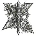 two crossed gothic daggers  tattoo design idea