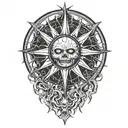 gothic black sun tattoo design idea