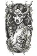 sexy nude female demon tattoo design idea