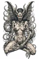 nude demon girl tattoo design idea