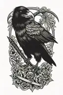 scary crow holding a scythe tattoo design idea