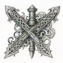 two crossed gothic daggers  tattoo design idea
