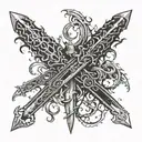 two crossed gothic daggers  tattoo design idea