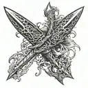 two crossed gothic daggers  tattoo design idea